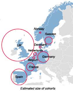 Estimated size of cohort per participating country